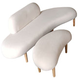 Fabric Tight Back Sectional Sofa 27.56"High Armless Sofa,White