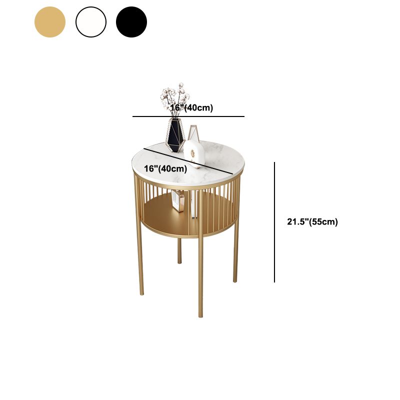 Contemporary Metal 4 Legs End Table Round Double Tier End Table Clearhalo 'Coffee & Accent Tables' 'End & Side Tables' 'end_side_tables' 'furn' 'furn_end_side_tables' 'Furniture' 'Living Room Furniture' 1200x1200_f8ed4d67-57da-4b75-9e17-feef8591baa4