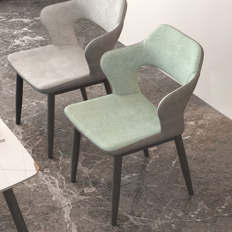 Modern Faux Leather Dining Side Chairs Open Back Dining Arm Chair for Dining Room