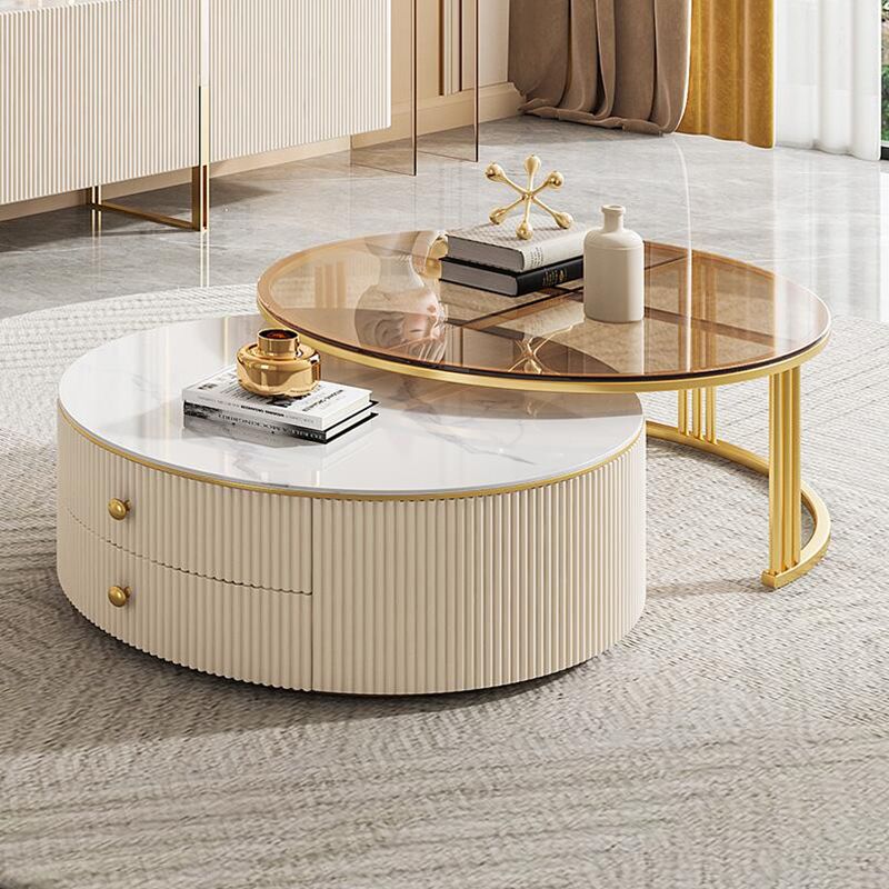 Nesting Coffee Table Set Modern Round Coffee Table for Living Room Clearhalo 'Coffee & Accent Tables' 'Coffee Tables' 'coffee_tables' 'furn' 'furn_coffee_tables' 'Furniture' 'Living Room Furniture' 1200x1200_f8ee3575-3bfd-41f5-9630-0f854e24cd95