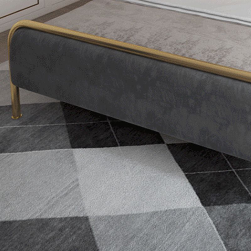 Modern Standard Bed Foam Slat Bed with Upholstered Headboard