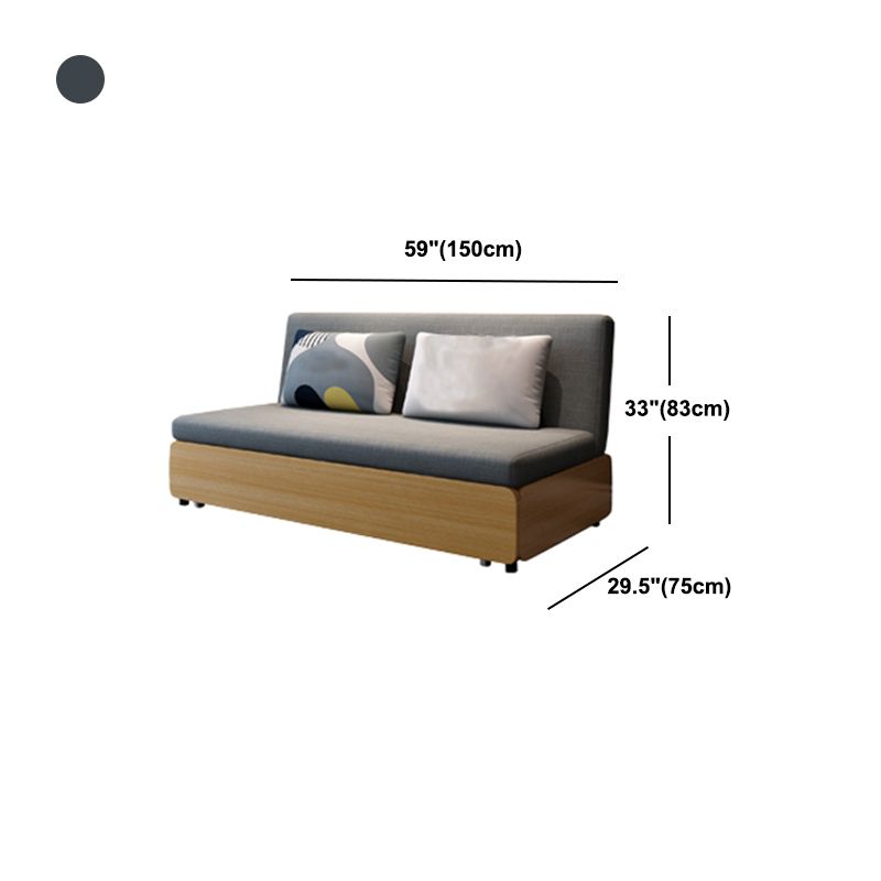 Contemporary Armless Tight Back Cotton Blend Sofa Bed in Grey