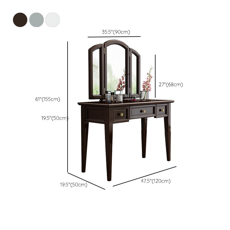 Traditional 3-piece Mirrored Vanity Set 3 Storage Drawers Dresser Clearhalo 'Bedroom Furniture' 'furn' 'furn_makeup_vanities' 'Furniture' 'Makeup Vanities' 'makeup_vanities' 1200x1200_f8f19eb9-56f9-4034-8cfc-df2d9ed0fc6a
