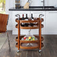 Solid Wood Prep Table Modern Rolling Kitchen Trolley with Wine Storage