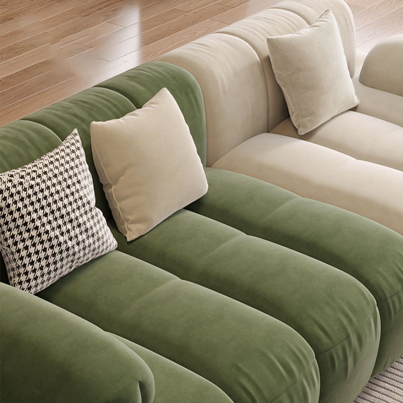 Sedute scandinaviane in finta pelle verde trapuntata braccio salotto