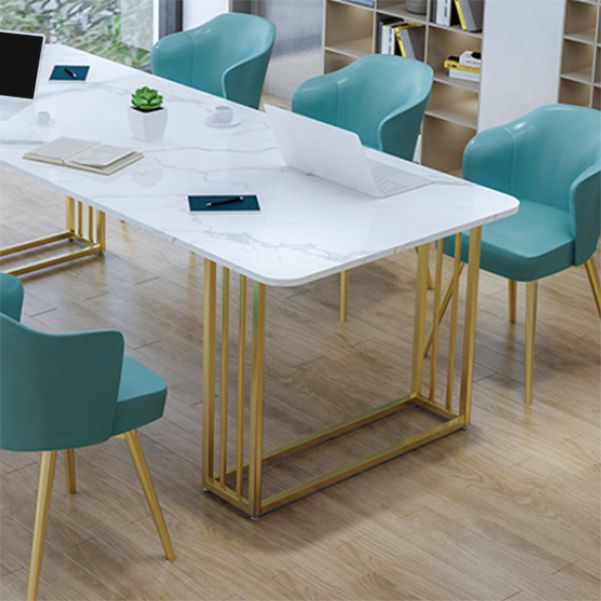 Glam Style Marble Writing Desk Rectangular Sled Base Office Desk Clearhalo 'Furniture' 'furniture_office_desk' 'Office Desks' 'Office Furniture' 'office_desk' 1200x1200_f8f3976f-8b80-4516-b1c0-97ac8b57fa25