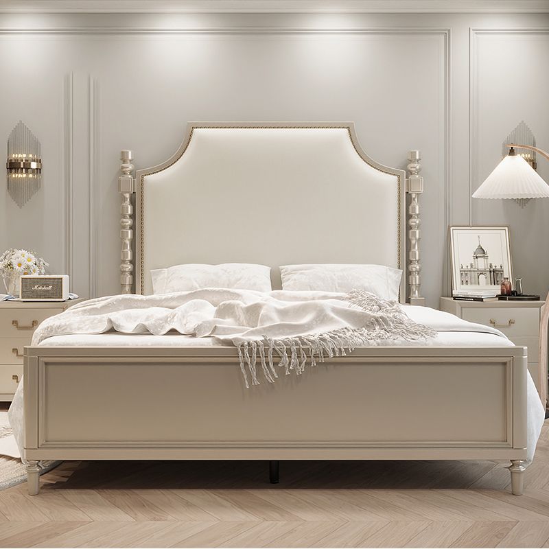French Country Solid Wood Standard Bed Cabecero marco de cama con piernas