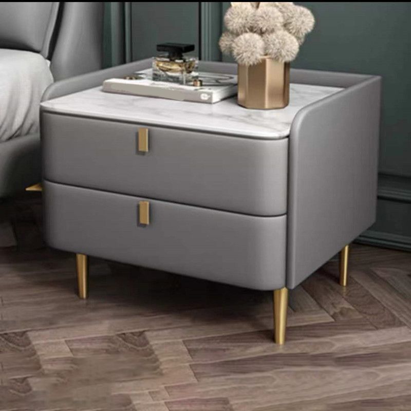 Table de nuit en pierre avec tiroirs table de chevet en cuir avec 4 jambes