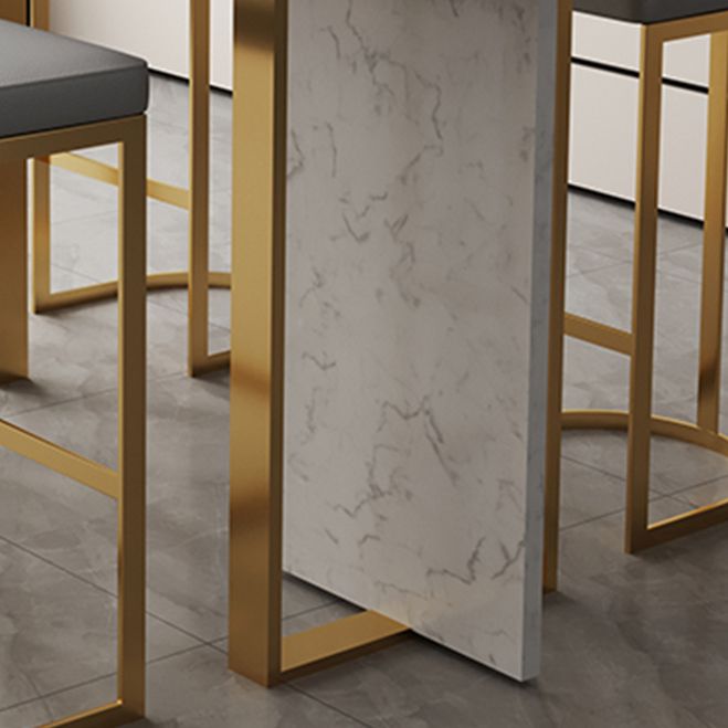 Glam Iron Bar Dining Table with White Stone Top Rectangle Indoor Bistro Table Clearhalo 'Bar Furniture' 'Bar Tables' 'bar_tables' 'furn' 'furn_bar_tables' 'Furniture' 'furniture_bar_tables' 'Kitchen & Dining Furniture' 1200x1200_f8f4cbde-e04c-490f-8cbf-42565fd36807