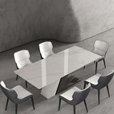 Modern Style Sintered Stone Dining Table Rectangle Table with Metal Legs for Home Use