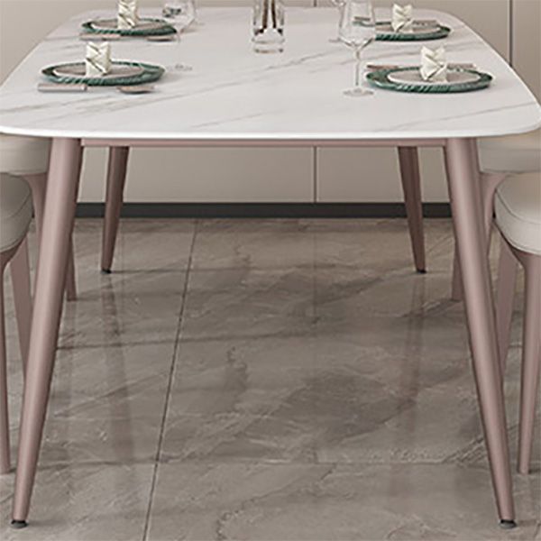 Glam Style Furniture Stone Rectangle Dining Room Table in White Clearhalo 'Dining Tables & Seating' 'Dining Tables' 'dining_table' 'furn' 'furn_dining_table' 'Furniture' 'Kitchen & Dining Furniture' 1200x1200_f8f64e84-cbee-4d59-9183-19520d5a09e6