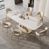 Luxury 1/4/5/7/9 Pieces Dining Set Sintered Stone Dining Table with Leather Chairs Clearhalo 'Dining Room Sets' 'Dining Tables & Seating' 'dining_room_set' 'furn' 'furn_dining_room_set' 'Furniture' 'furniture_dining_room_set' 'Kitchen & Dining Furniture' 1200x1200_f8f728e3-75e1-425e-9209-32c3b285c60b
