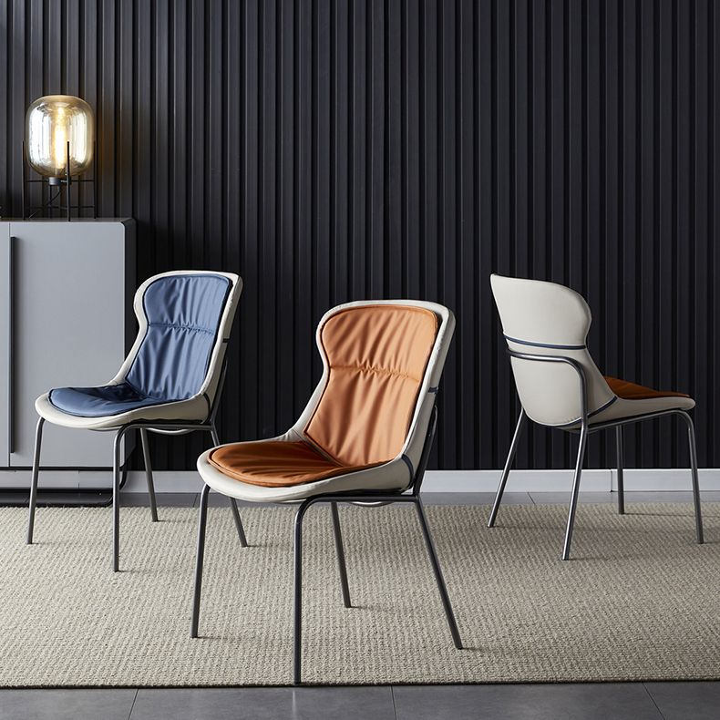 Industrial Style Leather Dining Armless Chairs Solid Back Dining Chair for Kitchen Clearhalo ' kitchen&dining_furn' 'Dining Chairs' 'Dining Tables & Seating' 'dining_chair' 'furn' 'furn_dining_chair' 'Furniture' 'furniture_dining_chair' 'Kitchen & Dining Furniture' 'kitchen' 1200x1200_f8f9cccd-0481-439d-bc05-9ca1f030e07b