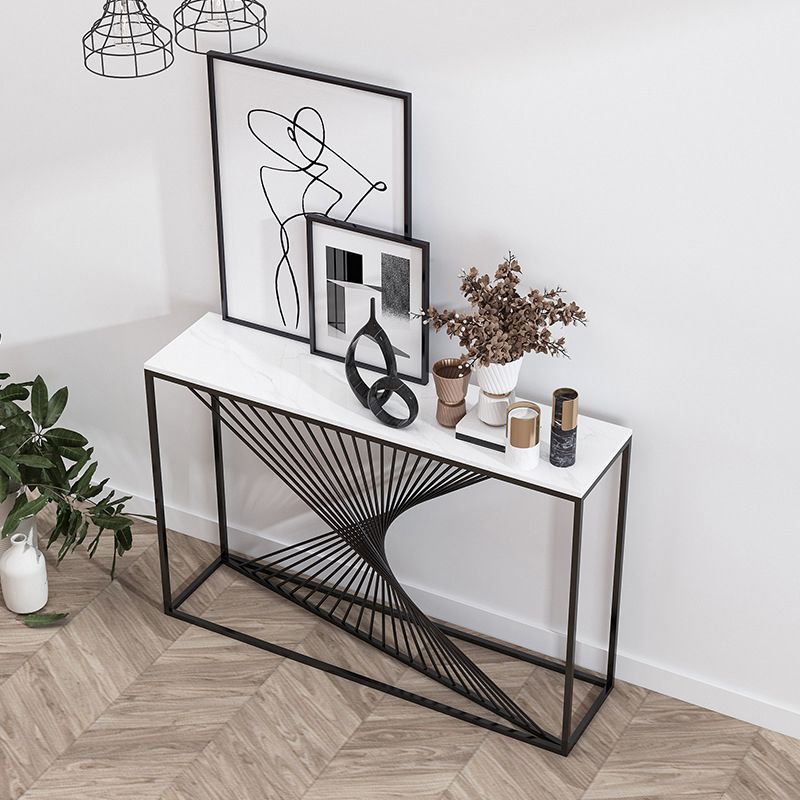 Marble Modern Console Table 11.81-inch Wide Rectangle Accent Table Clearhalo 'Console Tables' 'console_tables' 'Entry & Mudroom Furniture' 'furn' 'furn_console_tables' 'Furniture' 1200x1200_f8fc0e07-649a-4102-83e5-4ff3bcf6d175