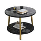 Modern Style Round/oval Wood-paneled 3/4 Leg Base with Storage Rack Coffee Table