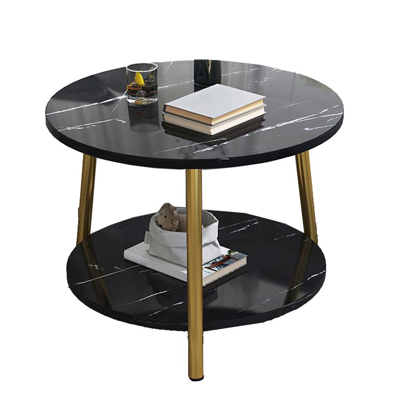 Modern Style Round/oval Wood-paneled 3/4 Leg Base with Storage Rack Coffee Table
