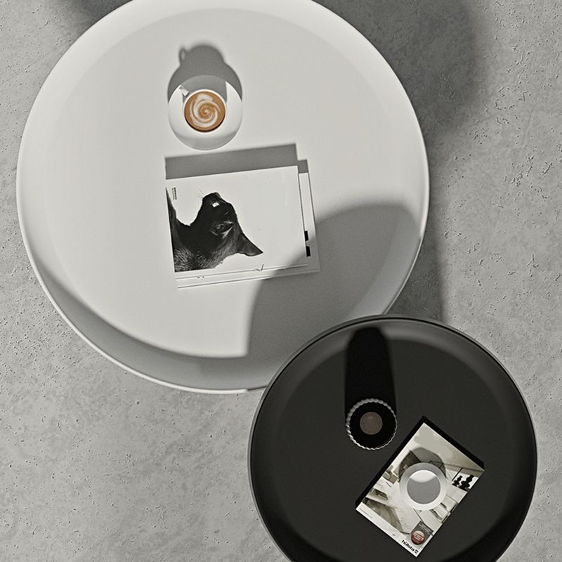 Mesa de café de metal redonda Mesa de cóctel de acabado negro/blanco - 19.7 ''/29.5 ''