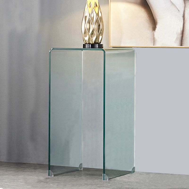 Mesa de trineo de vidrio moderno mesa de esquina cuadrada minimalista de esquina cuadrada