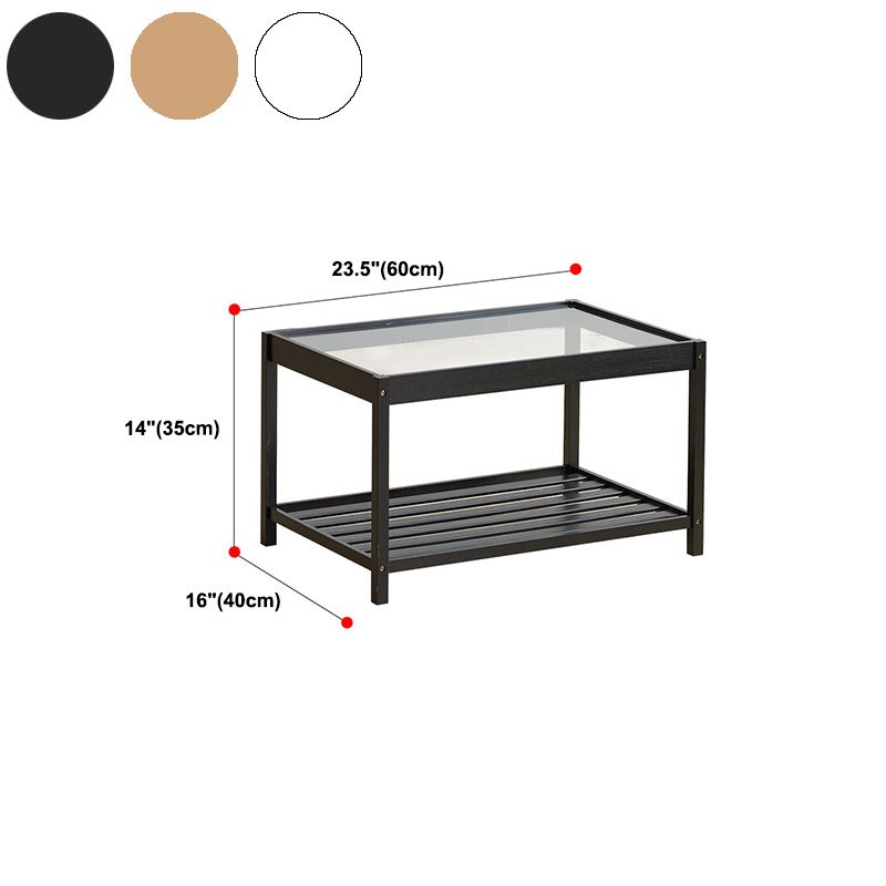 Madera de madera y vidrio mesita de noche moderna mesita de noche abierta con piernas