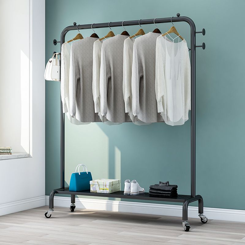 Rack de manteau d'entrée industriel métal rail rail inférieur d'étagère inférieur avec 4 crochets