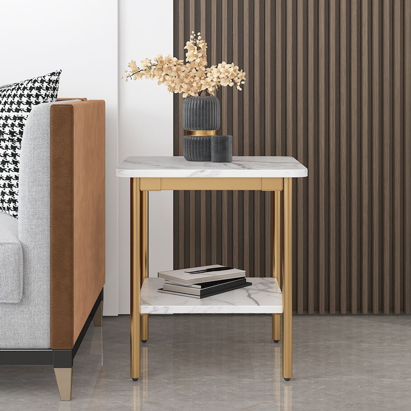 Tavolo da parte superiore in ardesia quadrata contemporanea Metal 4 gambe laterale