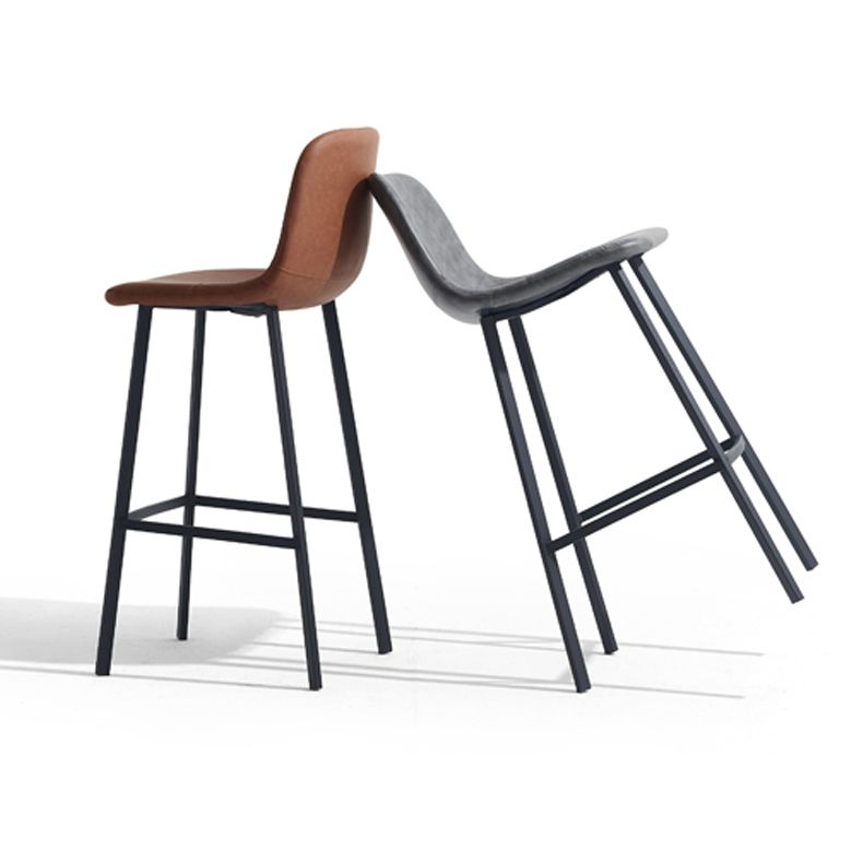 Contemporary Metal Leather Bar Stools Indoor Barstool with Iron Legs Clearhalo 'Bar Furniture' 'Bar Stools' 'bar_stools' 'furn' 'furn_bar_stools' 'furniture_bar_stools' 'Kitchen & Dining Furniture' 'kitchen&dining_furn' 'kitchen' 'kitchen_furn' Furniture' 1200x1200_f8fdc6c4-e45d-4e4e-8f8e-bbe54c951281