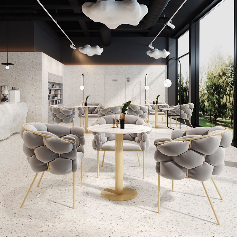 Glam Style Dining Room Set with Round Sintered Stone Top and Pedestal Base Dining Furniture Clearhalo 'Dining Room Sets' 'Dining Tables & Seating' 'dining_room_set' 'furn' 'furn_dining_room_set' 'Furniture' 'furniture_dining_room_set' 'Kitchen & Dining Furniture' 'kitchen&dining_furn' 'kitchen' 1200x1200_f8fea60b-b6c1-4414-b71c-ef223b0adcea
