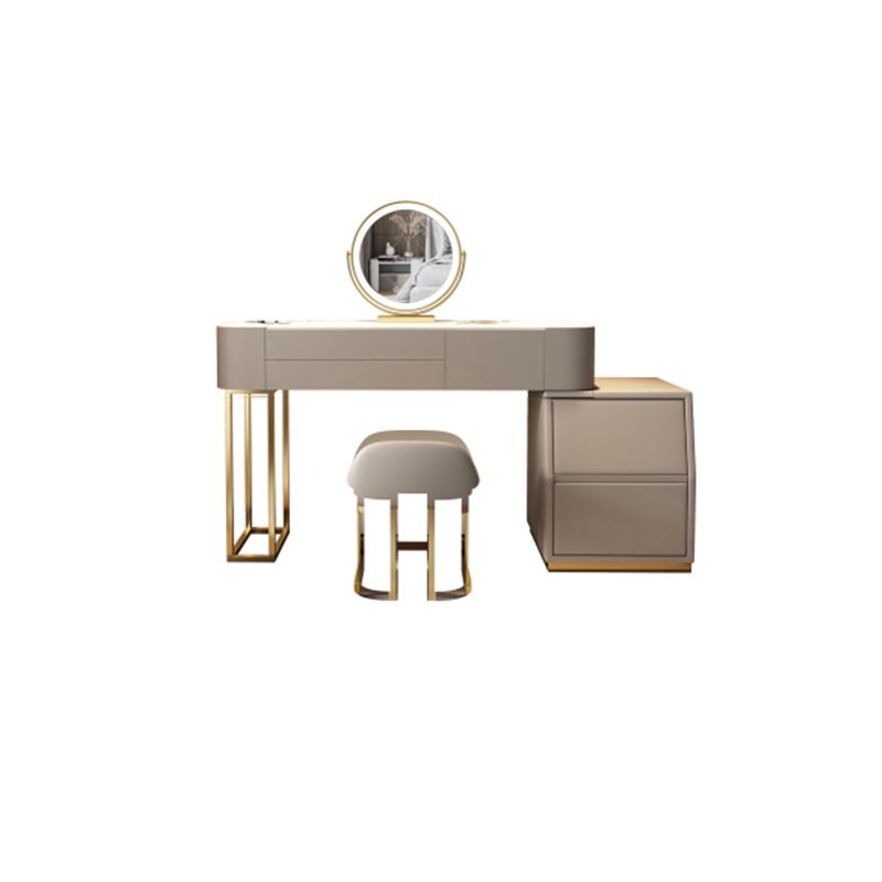 Steen top make-up ijdelheid bruin massief hout ijdelheid kleedtafel set met 5 laden