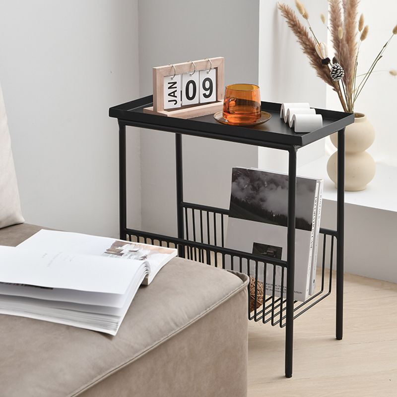 Contemporary Metal End Table Tray Top Accent Side Table with Storage Clearhalo 'Coffee & Accent Tables' 'End & Side Tables' 'end_side_tables' 'furn' 'furn_end_side_tables' 'Furniture' 'Living Room Furniture' 1200x1200_f8ff6d08-970d-433a-aec7-2ed2f283f755