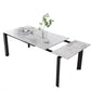 Modern Rectangular Stone Top Dining Table Extendable for Small Spaces in Grey