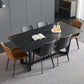 Industrial Stone Rectangle Table Standard Height Dining Room Table with Trestle Base
