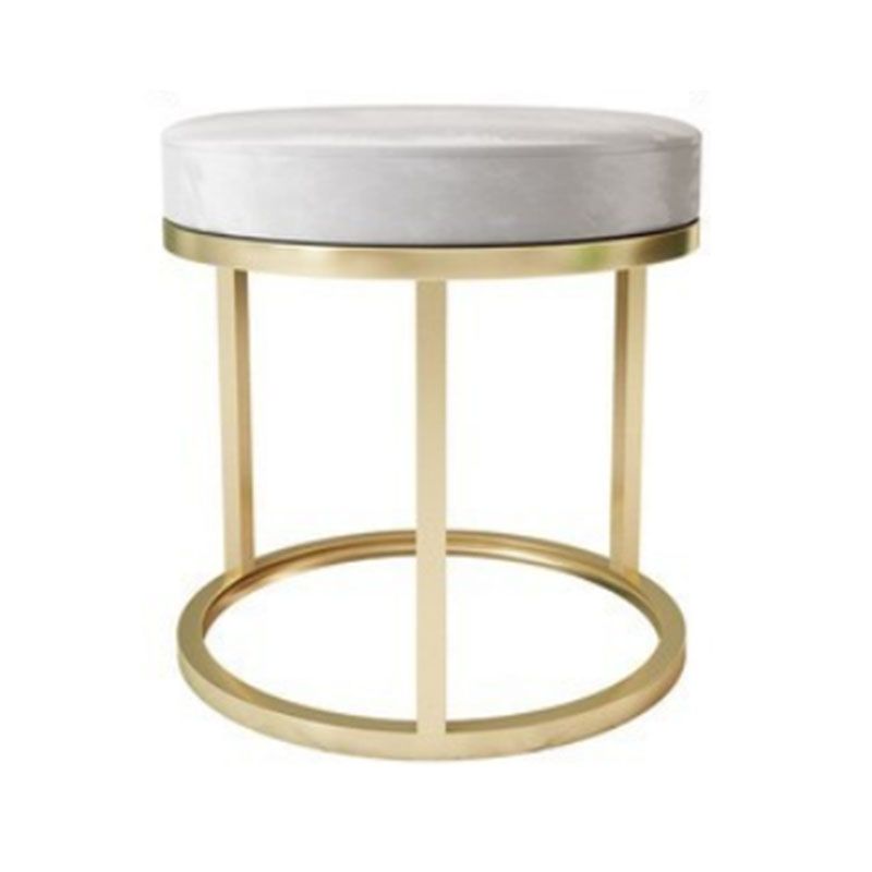 Luxury otomano terciopelo resistente a la lágrima Tapicido de color sólido redondo redondo con patas de metal