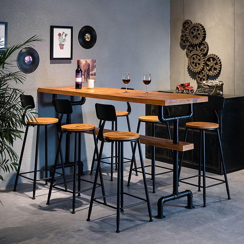 Rectangle Bar Dining Table Wood Contemporary Bar Table with Trestle Base Clearhalo 'Bar Furniture' 'Bar Tables' 'bar_tables' 'furn' 'furn_bar_tables' 'Furniture' 'furniture_bar_tables' 'Kitchen & Dining Furniture' 1200x1200_f90846b2-0bdc-4028-83fb-0ab1bcba0c67