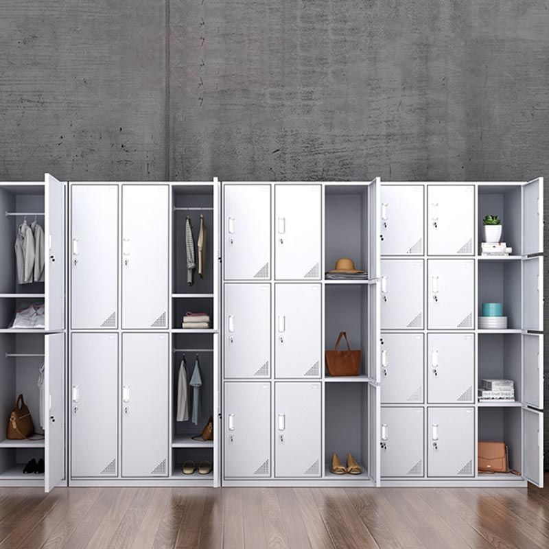 Modern White Storage Cabinet with Hinged Door Metal Cabinet for Bathroom Clearhalo 'Armoires & Wardrobes' 'armoires_wardrobes' 'Bedroom Furniture' 'furn' 'furn_armoires_wardrobes' 'Furniture' 1200x1200_f909404e-6f0b-4288-9d61-de515548d9e3