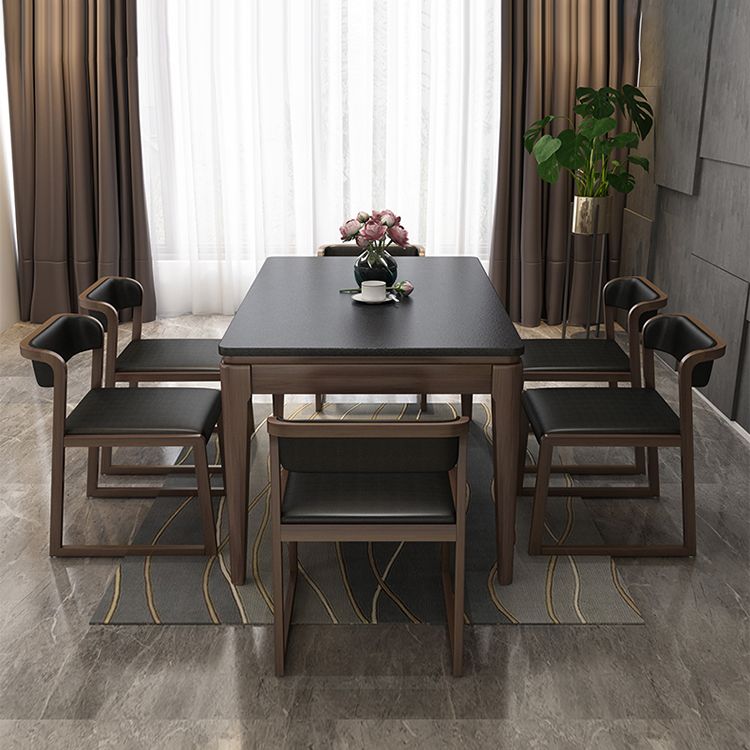 Rectangle Stone Top Dining Table Solid Wood 4 Legs Dining Table for Dining Room Clearhalo 'Dining Tables & Seating' 'Dining Tables' 'dining_table' 'furn' 'furn_dining_table' 'Furniture' 'Kitchen & Dining Furniture' 1200x1200_f90a753f-9035-4cdd-8079-e5a6ef01eaa1