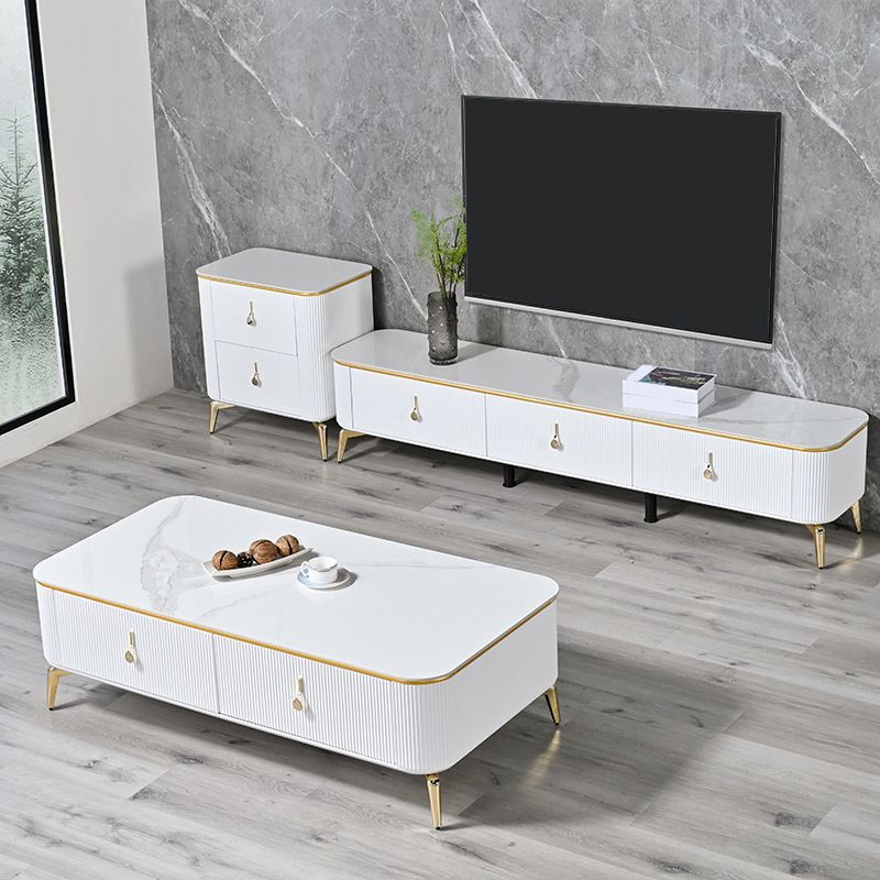 Glam, console multimediale di archiviazione chiusa, supporto TV in pietra con cassetti
