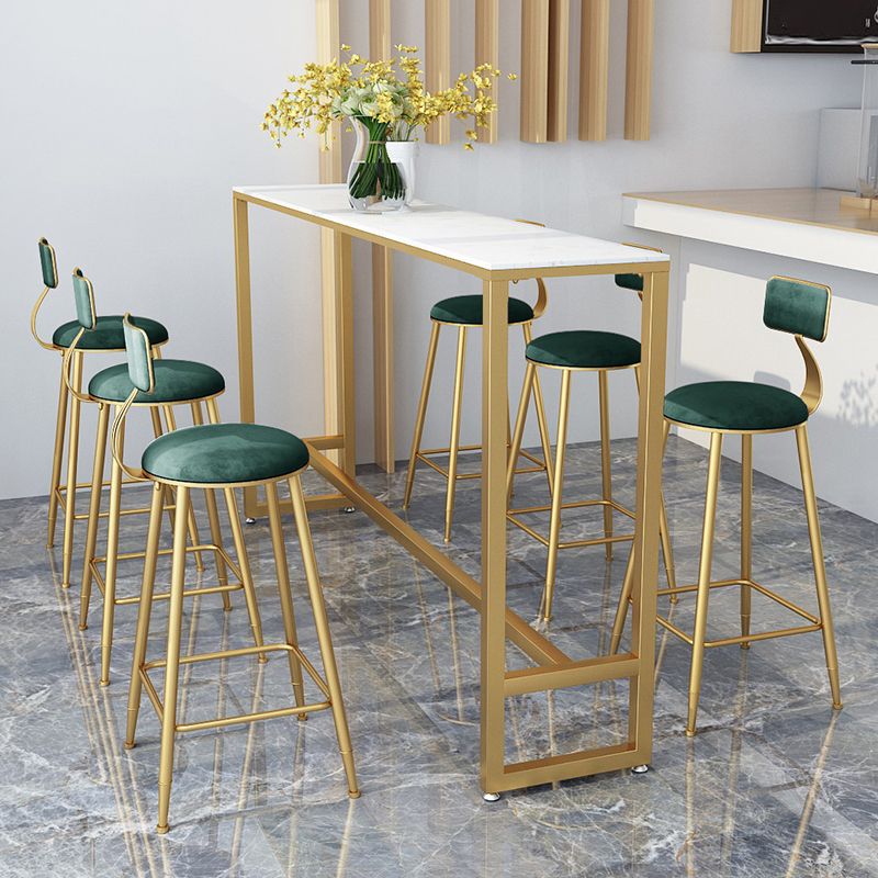 Glam Style Marble Bar Table Gold Frame 42 Inch Height Table for Restaurant Clearhalo 'Bar Furniture' 'Bar Tables' 'bar_tables' 'furn' 'furn_bar_tables' 'Furniture' 'furniture_bar_tables' 'Kitchen & Dining Furniture' 'kitchen&dining_furn' 'kitchen' 1200x1200_f90b7029-7661-49ba-b8b7-30a106d8c27e