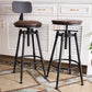 Industrial Metal Barstool Faux Leather Low Back Counter Stool with Iorn 4 Legs