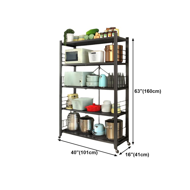 Contemporary Folding Steel Etagere Bookshelf with Caster Wheels Clearhalo 'Bookcases' 'furn' 'furn_bookcases' 'Furniture' 'furniture_bookcases' 'kitchen' 'kitchen_bookcases' 'Living Room Furniture' 'Office Furniture' 1200x1200_f90d4a04-ccde-4b0c-a460-cd9d1bf95dff