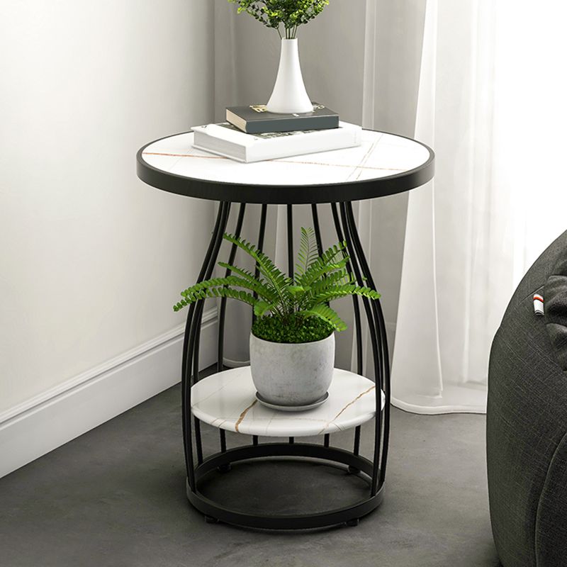 Table d'appoint à cadre moderne table de canapé rond avec rangement