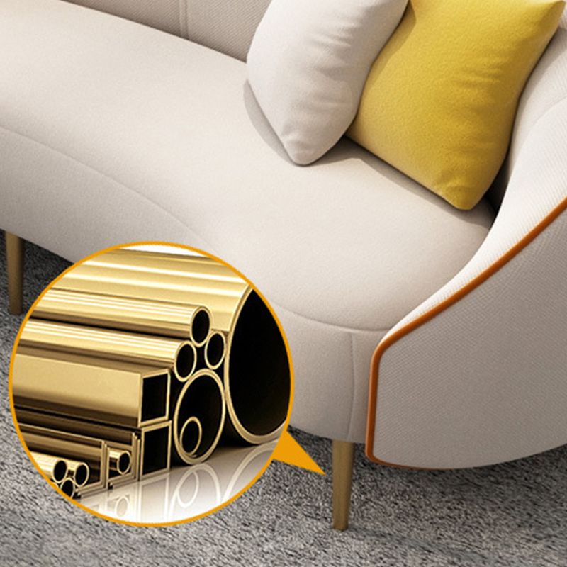 Canapé canapé en cuir en faux cuir beige / gris avec oreillers de boîtier