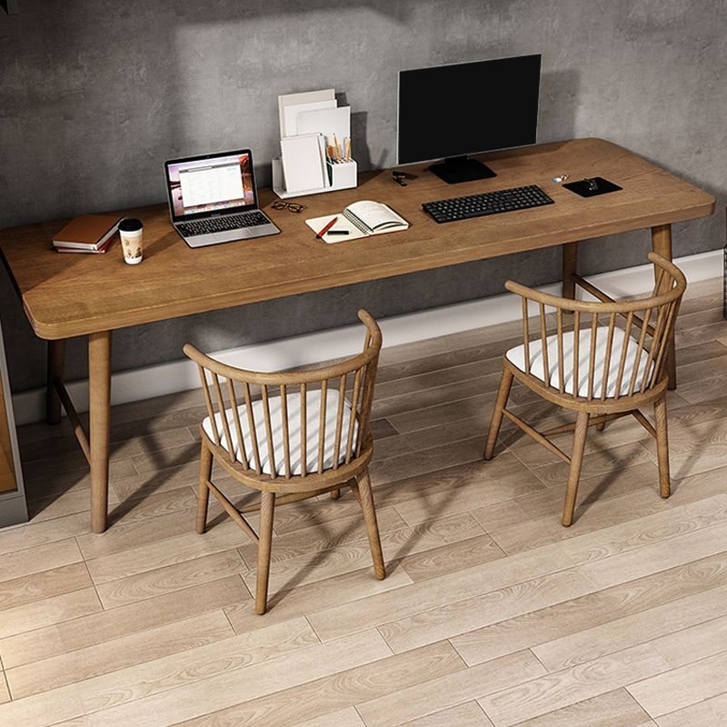Solid Wood Rectangle Writing Desk Modern 29.53" Tall Office Desk with H-Base Clearhalo 'furn' 'furn_office_desk' 'Furniture' 'Office Desks' 'Office Furniture' 'office_desk' 1200x1200_f91201d0-4bf7-4541-b98b-e73b246de1f0