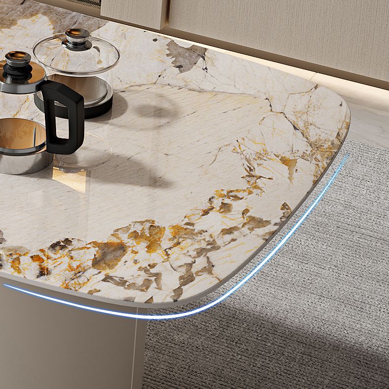 Glam Rectangle Table Sintered Stone Table with Metal Legs for Home Use