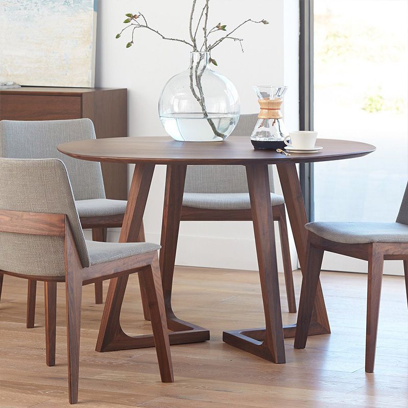 Round Wood Color Dining Table Pinewood Table Contemporary with Double Pedestal Clearhalo 'Dining Tables & Seating' 'Dining Tables' 'dining_table' 'furn' 'furn_dining_table' 'Furniture' 'furniture_dining_table' 'Kitchen & Dining Furniture' 1200x1200_f9137f91-636e-405a-b143-b9e3b042d6eb