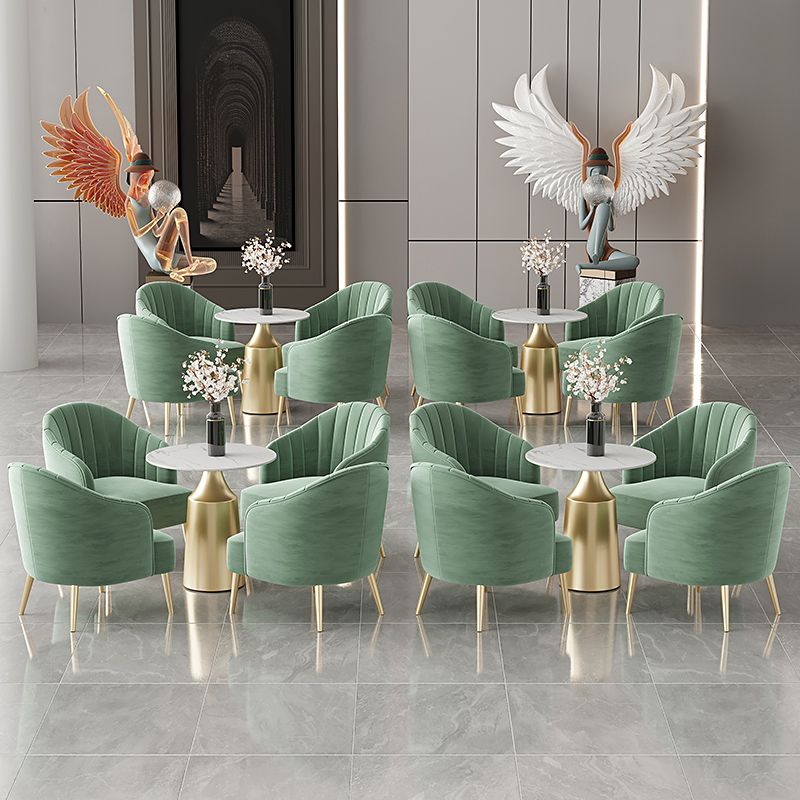 Glam Round Dining Table Set 1/5 Pieces Dinette Set with White Stone Top Clearhalo 'Dining Room Sets' 'Dining Tables & Seating' 'dining_room_set' 'furn' 'furn_dining_room_set' 'Furniture' 'Kitchen & Dining Furniture' 1200x1200_f9145454-9f76-4e76-ac4e-8a2deb7d3a66