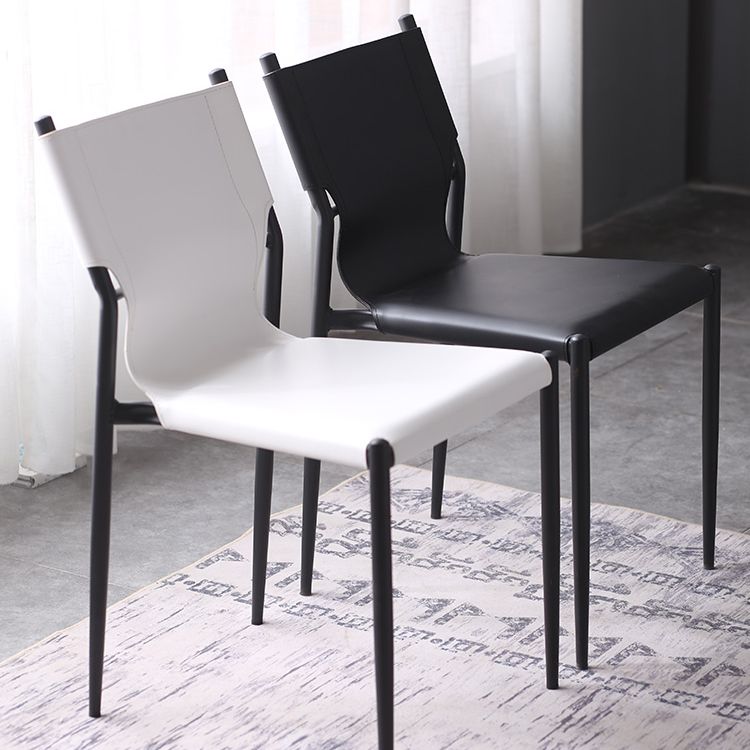Industrial Style Leather Dining Chairs Solid Back Armless Dining Side Chairs (Set of 2) Clearhalo ' kitchen&dining_furn' 'Dining Chairs' 'Dining Tables & Seating' 'dining_chair' 'furn' 'furn_dining_chair' 'Furniture' 'furniture_dining_chair' 'Kitchen & Dining Furniture' 'kitchen' 1200x1200_f9159f04-4038-439b-b9e0-88ea4538daac