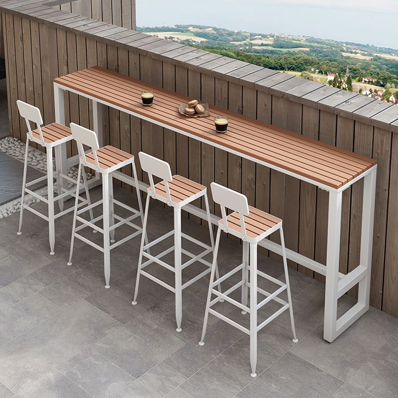Metal and Wood Rectangular Table, Industrial Style Minimalist Balcony Outdoor Bar Table Clearhalo 'Bar Furniture' 'Bar Tables' 'bar_tables' 'furn' 'furn_bar_tables' 'Furniture' 'Kitchen & Dining Furniture' 1200x1200_f9170d6c-1636-4eb6-98db-7c1f51212d38