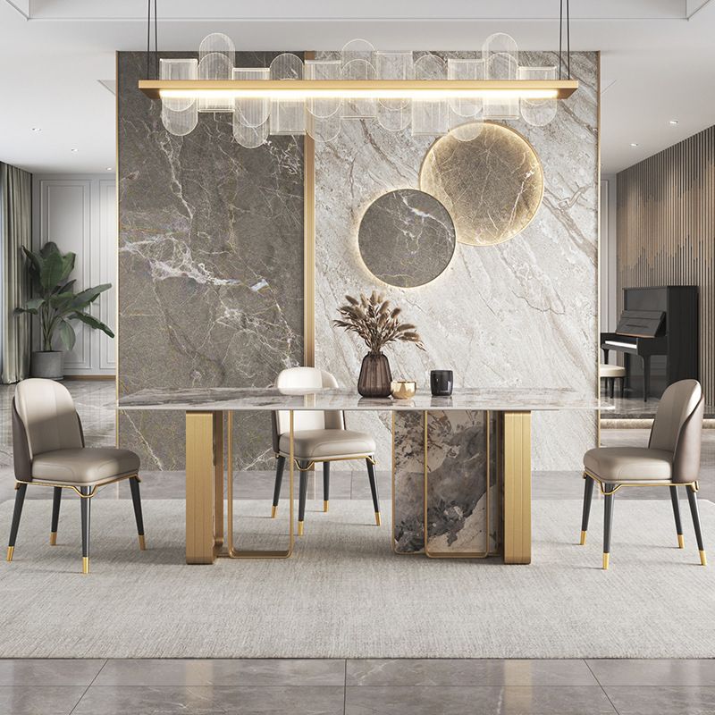 Nordic Glam Rectangle Sintered Stone Table Set 1/4/5/6/8 Pieces Dining Set Clearhalo 'Dining Room Sets' 'Dining Tables & Seating' 'dining_room_set' 'furn' 'furn_dining_room_set' 'Furniture' 'Kitchen & Dining Furniture' 1200x1200_f91a8e3c-f126-41d0-8659-88dee811b985