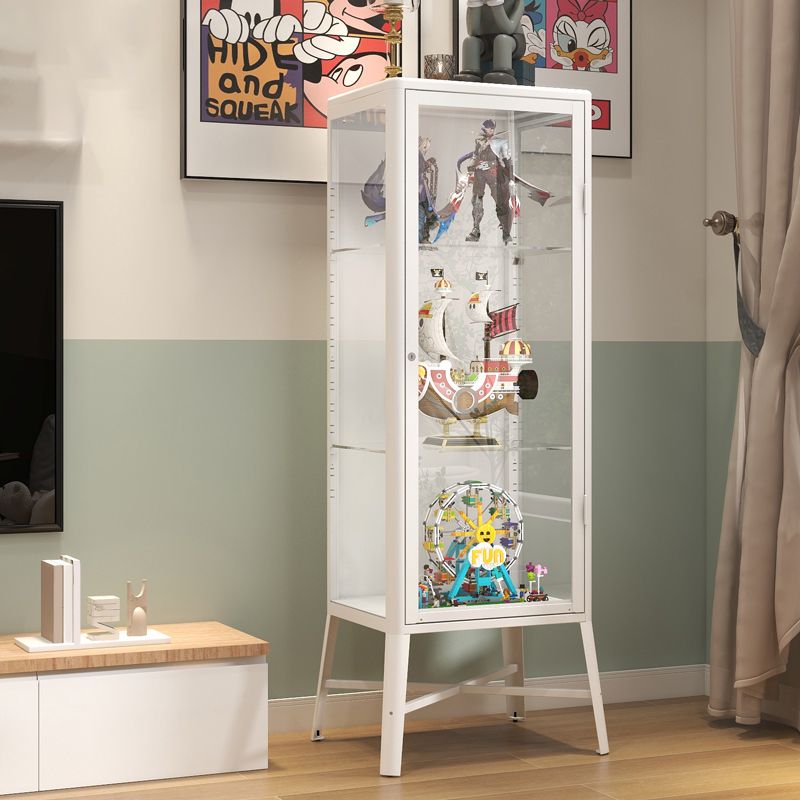 産業用金属キュリオキャビネットガラスのドアは、3つの棚でキャビネットを表示します