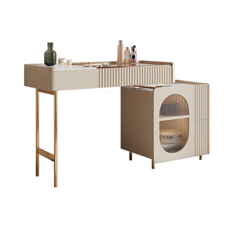 Glam White Make-up Vanity con 3 cassetti di stoccaggio da 16,53 "Wide Glass Cassess